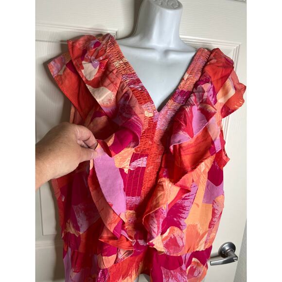 Sofia Vergara Women's Sleeveless Ruffle Smock Blouse Pink/Peach NEW ~ Size 3X - Picture 2 of 5